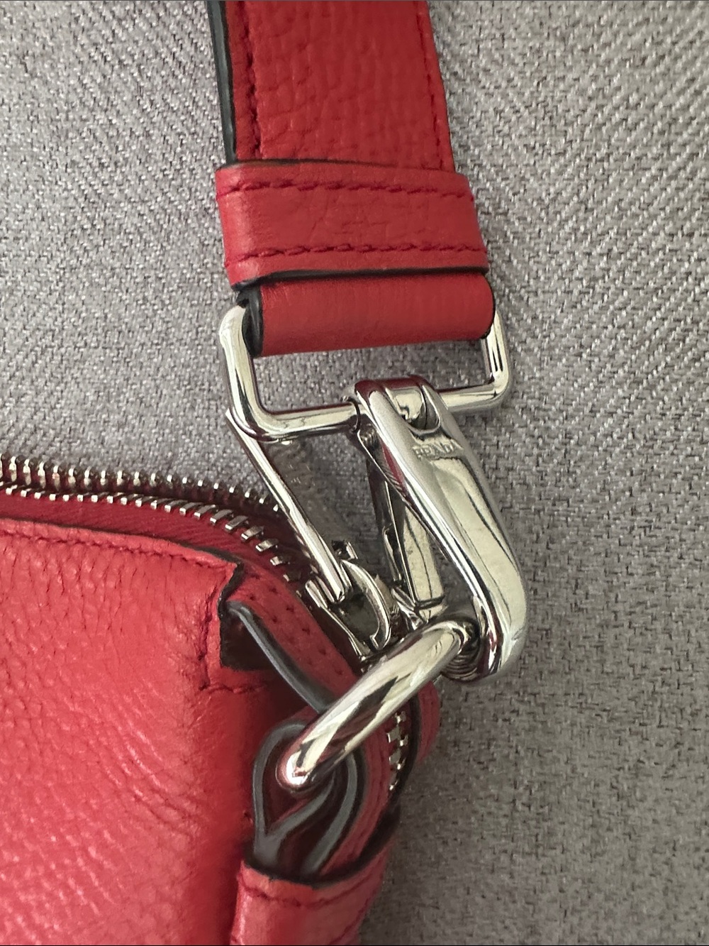 Prada Vibrant Red Pebbled Leather Shoulder Hobo - Picture 3 of 6